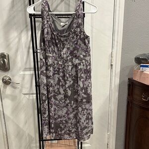Loft petites Floral Gray and Purple Women's Dress